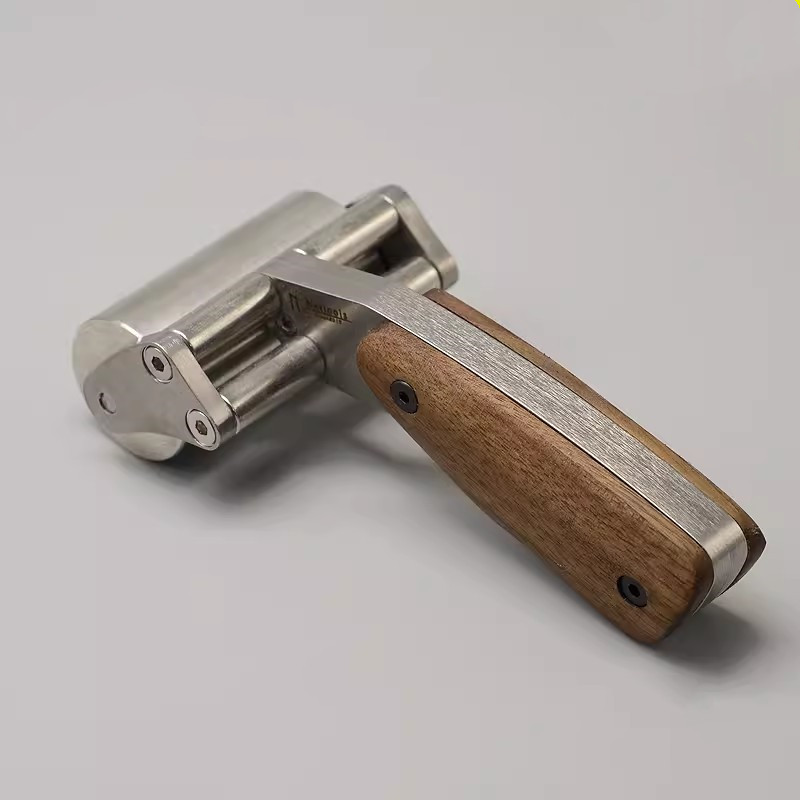 Contact Cement Leather - 治療ツール-革製ヘビーデューティードラム,304ステンレス鋼,黒いクルミのハンドル,圧力ホイール,DIY,手作りの革の圧力接着剤ツール