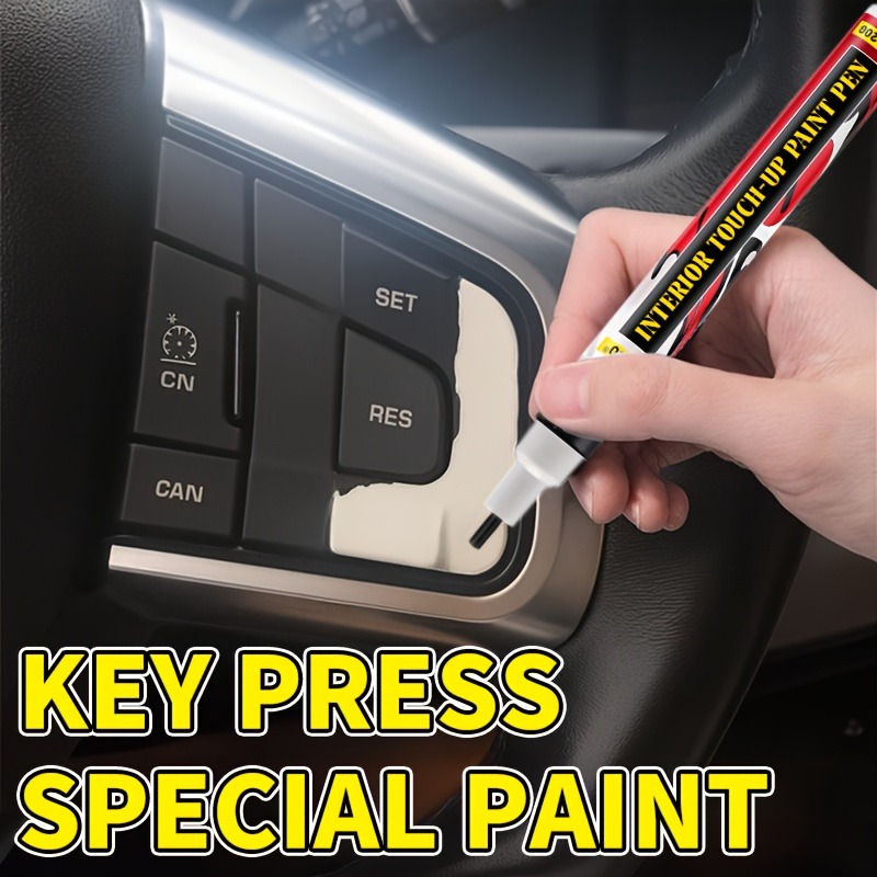 Leather Dye Finish - 車のボタン塗装補修ペン | ブラックタッチアップ | 内装/ステアリングホイール/ダッシュボードの傷を修復する |