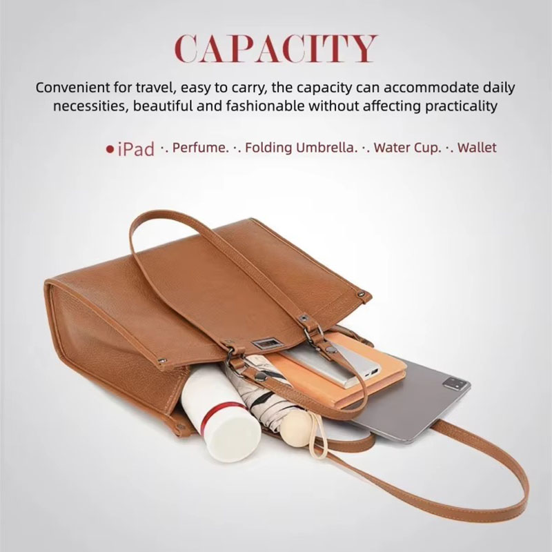 女性用大容量トートバッグ PUレザー 回転ロック付きハンドバ - Leather Work Handbag のレビューと価格