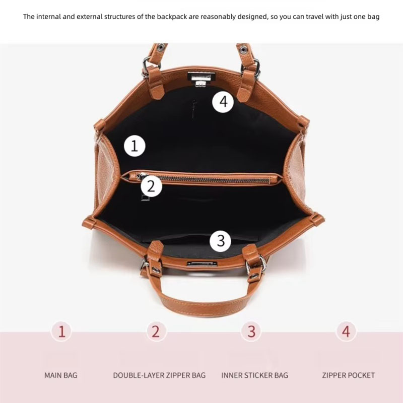 女性用大容量トートバッグ PUレザー 回転ロック付きハンドバ - Leather Work Handbag のレビューと価格