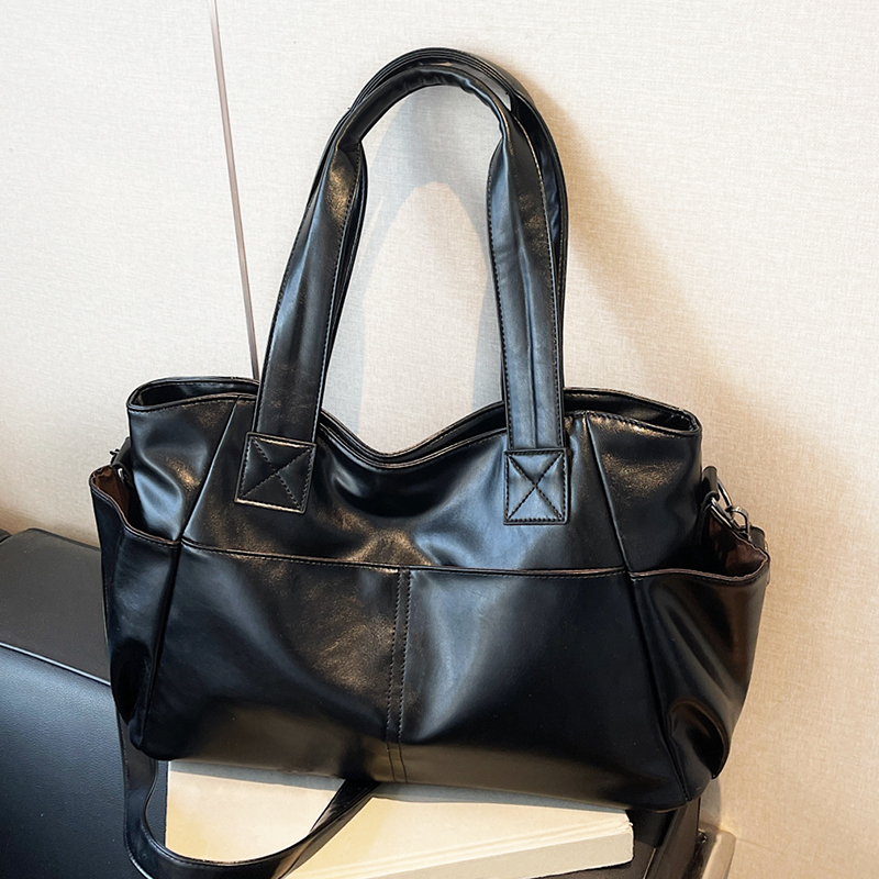 レディース レトロ ソフトレザー ハンドバッグ 多ポケット  - Leather Work Handbag のレビューと価格
