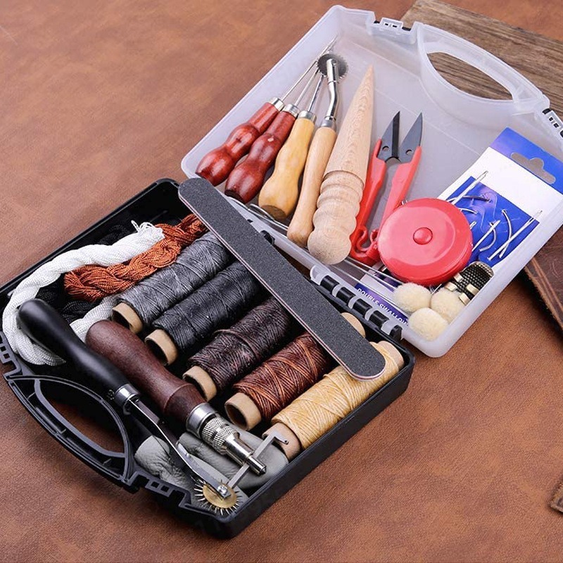 DIYレザークラフト手縫いツールキット基本革細工セット プリ - Leatherwork Craft のレビューと価格