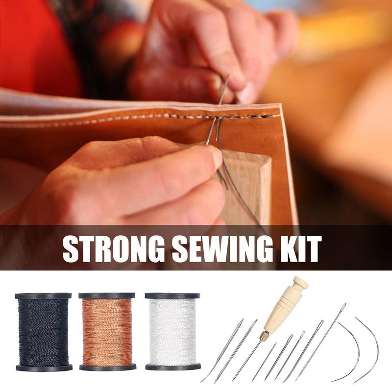 革ステッチキット,レザーソーイングツール,ミシン糸,針,ソフ - Leatherwork Needles のレビューと価格