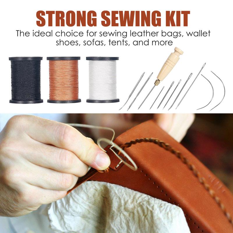 革ステッチキット,レザーソーイングツール,ミシン糸,針,ソフ - Leatherwork Needles のレビューと価格