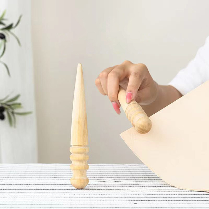 1PC 木製レザーソリッドウッドラウンドバーニッシングエッジ - Leatherwork Craft のレビューと価格