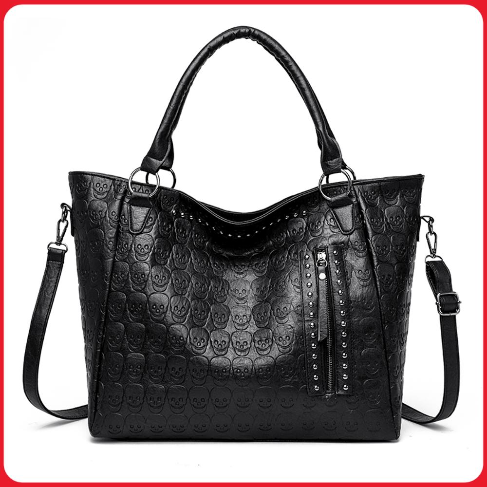 パンクスカルクロスボディバッグ PU レザースタッズファッシ - Leather Work Handbag のレビューと価格